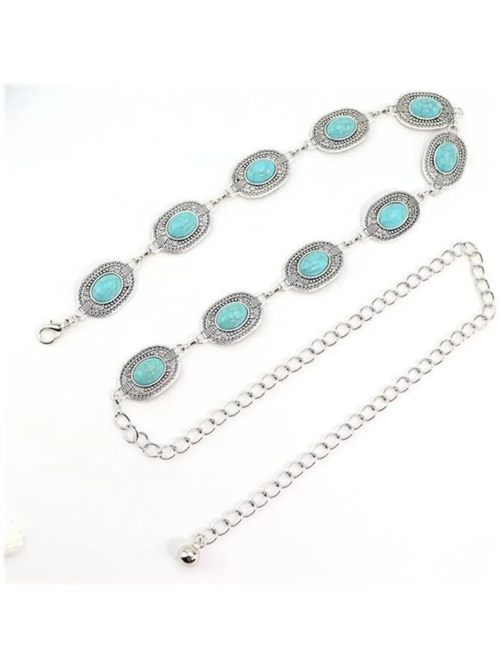 Women Western Turquoise Concho Waist Chain